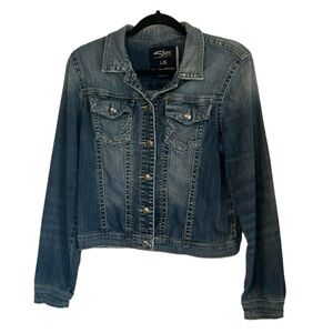 Silver Jeans Embroidered Jean Jacket Button Up Boho Western  Y2K Size Large